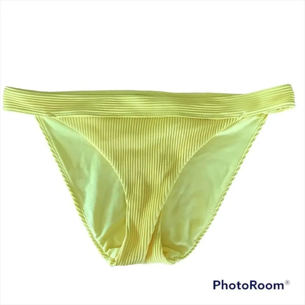 Hollister Yellow Ribbed Bikini Brief XL